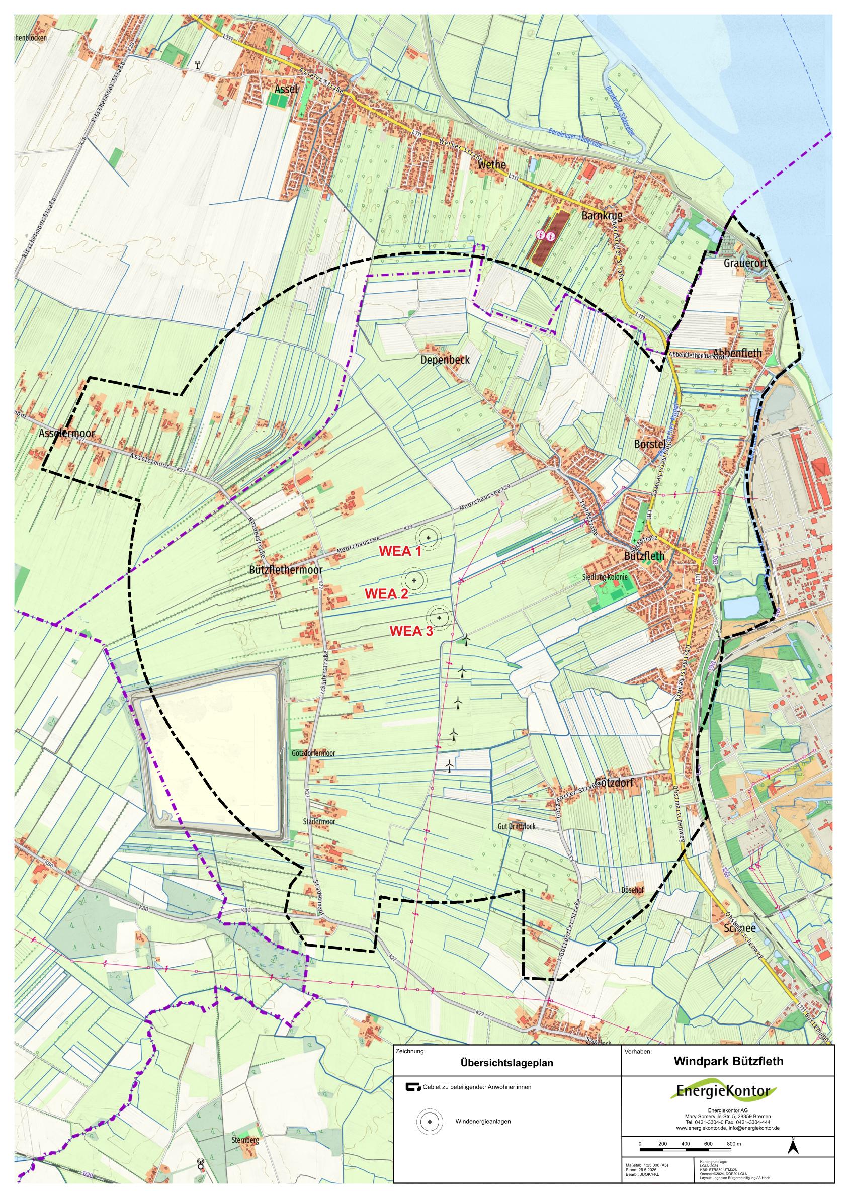 Kartenausschnitt des Strombonus Projektes
